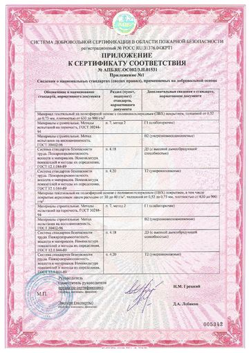 Сертификат на материалы